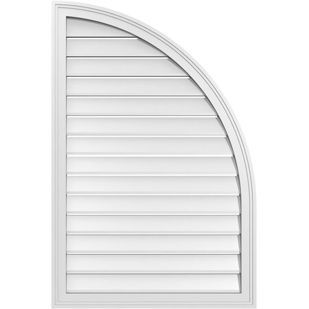 Ekena Millwork Quarter Round Top Right Surface Mount PVC Gable Vent w/ 2"W x 1-1/2"P Brickmould Frame, 28"W x 42"H GVPQR28X4202SF